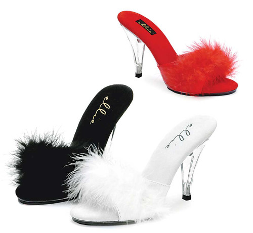 4 Inch High Heel  Marabou Slipper 405-Sasha, Made By ELLIE Shoes