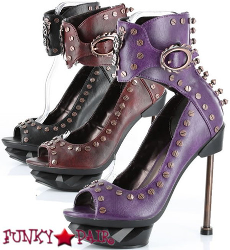 Steam Punk, 5 Inch Steel High Heel  with machinery rivets and spikes