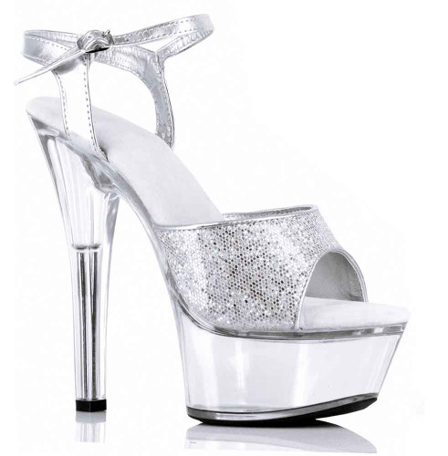 Ellie Shoes 601-Juliet-G 6" Heel Glitter Strap Sandal
