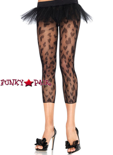 Heart Black Net footless Tights | Leg Avenue 7309