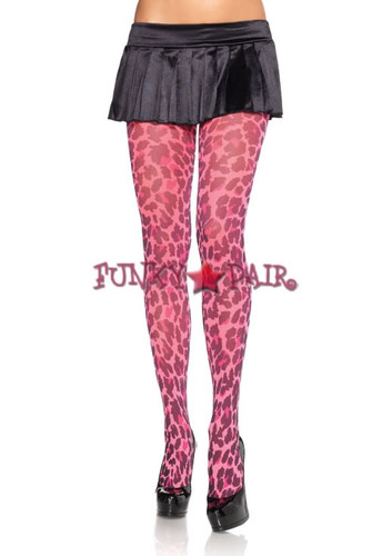 7722, Neon Leopard Print Opaque Tights