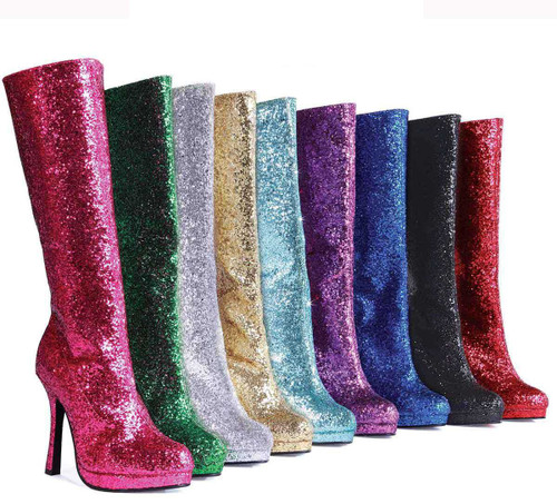 4" Glitter Knee High Boots Ellie Shoes | 421-ZARA