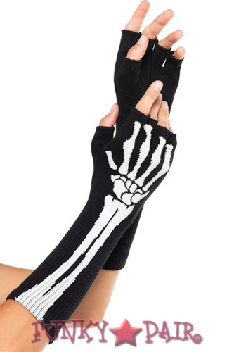 LA-2144, Skeleton Fingerless Gloves