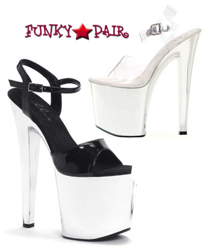 821-Chrome, 8 Inch High Heel with 3.75 Inch Platform Exotic Dancer Shoe Made By ELLIE Shoes