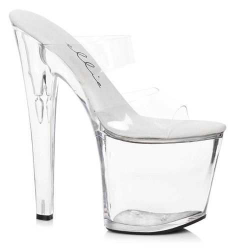 821-Coco, 8 Inch Clear High Heel with 3.75 Inch Platform Dancer Heel Made By ELLIE Shoes