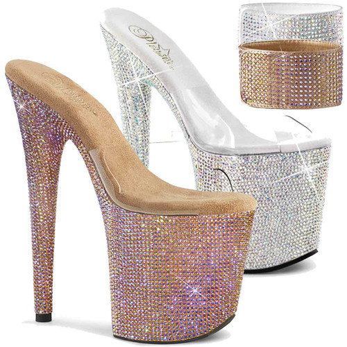 Pleaser | Bejeweled-812RS, 8 Inch RhineStones Platform Ankle Cuffs Shoes