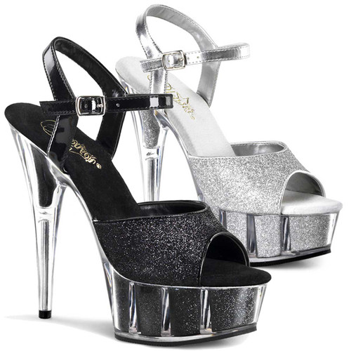 Delight-609-5G, 6 Inch Glitter Shoes by Pleaser