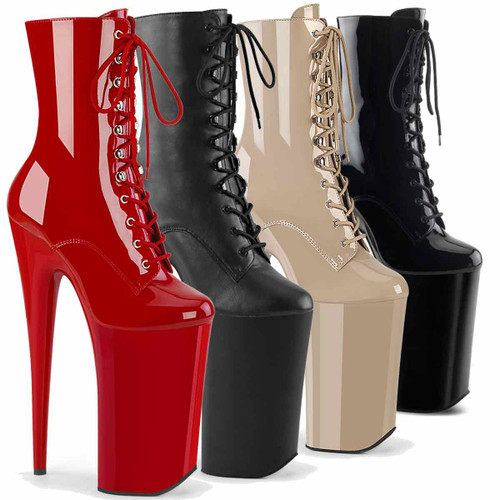 Beyond-1020, 10 Inch Extreme Stiletto Heel Lace up Ankle Boots By Pleaser USA