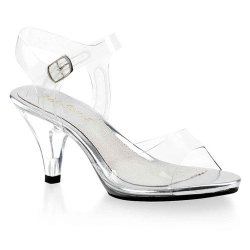 Fabulicious, Belle-308, 3" Clear Heel Ankle Strap Sandal