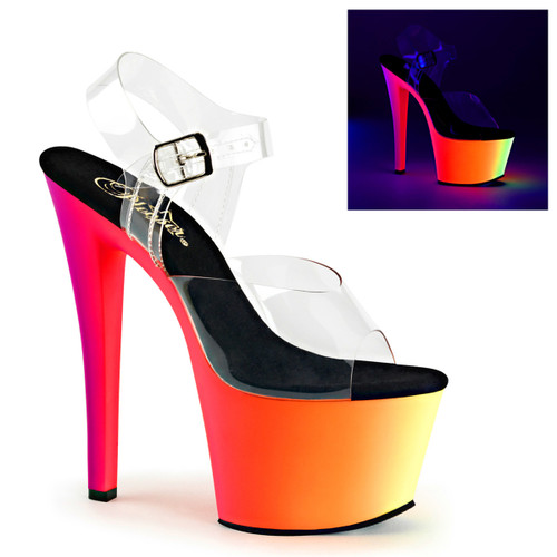 Stripper Shoes  Ankle Strap with Multi-Color Platform Pleaser | Rainbow-308UV,