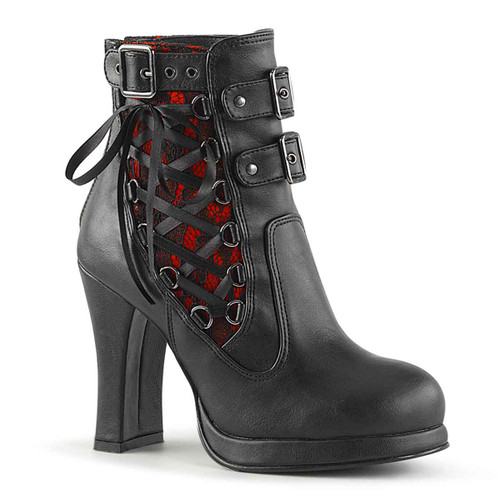 Crypto-51 Women's Goth Block Heel Ankle Boots By Demonia