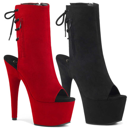 Adore-1018FS, 7 Inch Suede Open Toe Ankle Boots By Pleaser