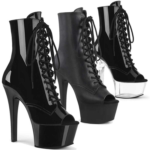 Aspire-1021, Open Toe Lace Up Ankle Boots by Pleaser