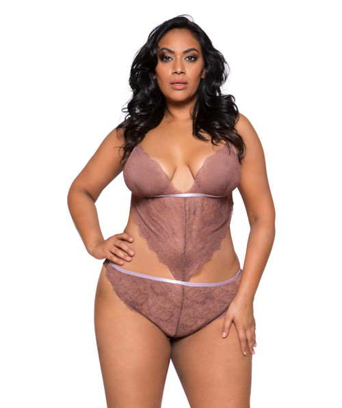 Plus Size Lingerie | LI291X, Lace Cutout Teddy