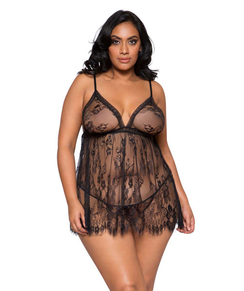 Plus Size Lingerie | LI275X, Lace Babydoll Set