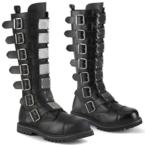 "RIOT-21MP" Combat Steel Toe Metal Plate Boots By Demonia