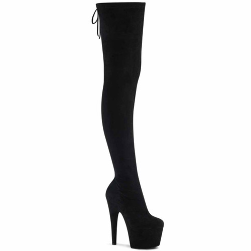 ADORE-3008, 7" Stretch Pull-On Thigh High Boot By Pleaser