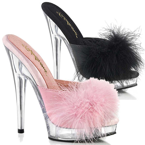 SULTRY-601F, 6" Marabou Slipper By Fabulicious