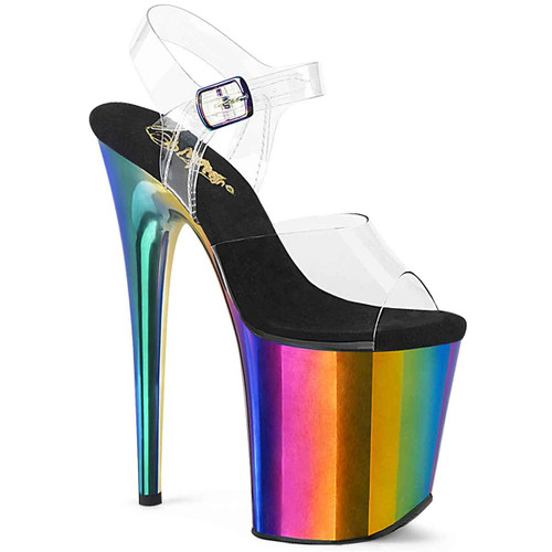 FLAMINGO-808RC, 8" Rainbow Chrome Platform by Pleaser