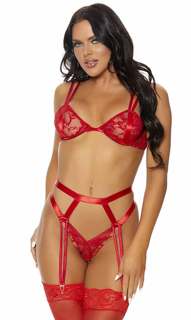 FP-771615, Buy Me Flowers Red Lingerie Set By ForPlay
