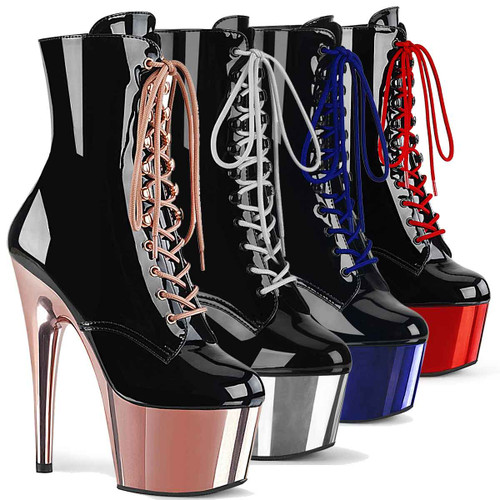ADORE-1020CH 7 Inch Chrome Platform Ankle Boots By Pleaser