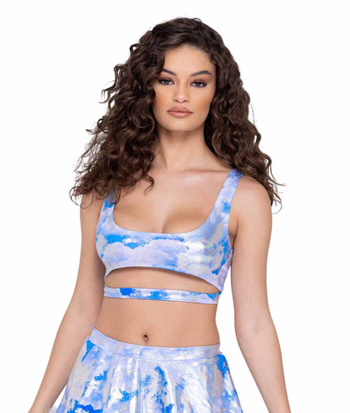 R-6302 - Cloud Print Crop Top By Roma