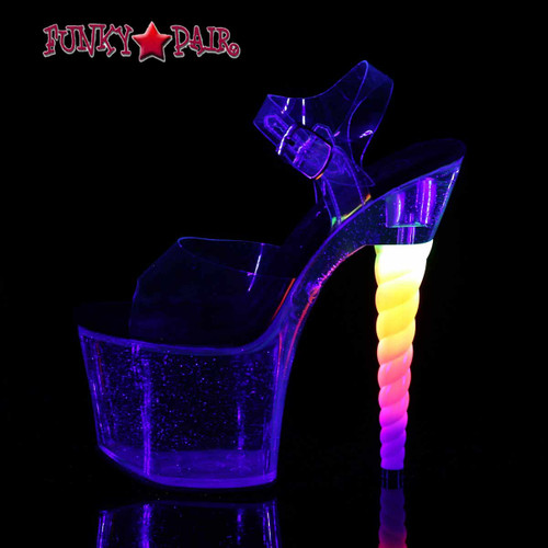 Stripper Shoes Unicorn-708MG, Ombre Unicorn Heel Platform Sandal night view Stripper Shoes Unicorn-708MG, Ombre Unicorn Heel Platform Sandal night view