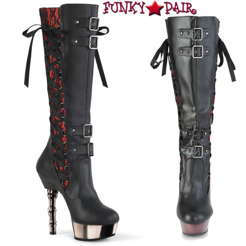 Demonia | MUERTO-2030, Corset Style Knee High Boots Demonia | MUERTO-2030, Corset Style Knee High Boots