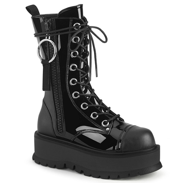 Slacker-220, Gothic Platform Lace-up with Mid-Calf Demonia Boots Slacker-220, Gothic Platform Lace-up with Mid-Calf Demonia Boots
