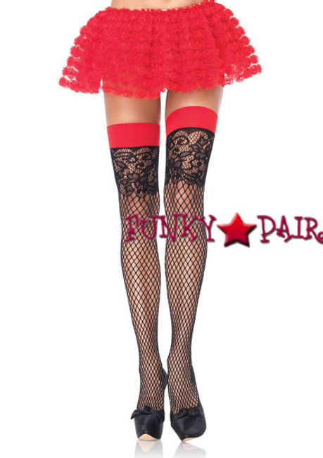 9956, Industrial Net Stocking with Jacquard Lace Top