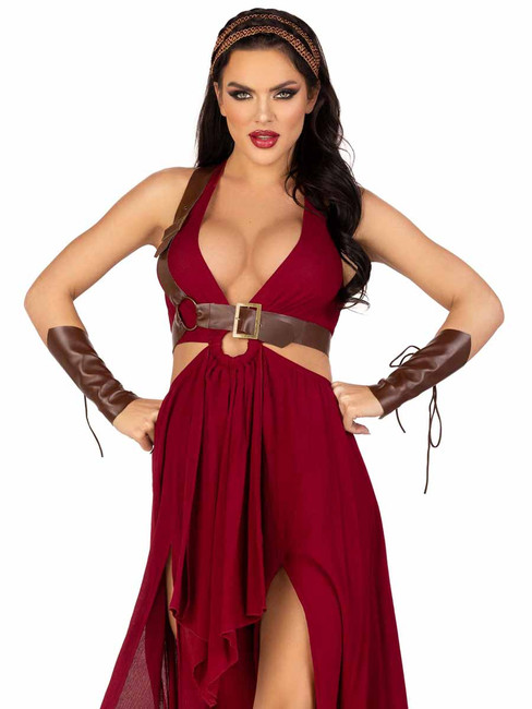 LA-85036, Burgundy Warrior Maiden Costume By Leg Avenue