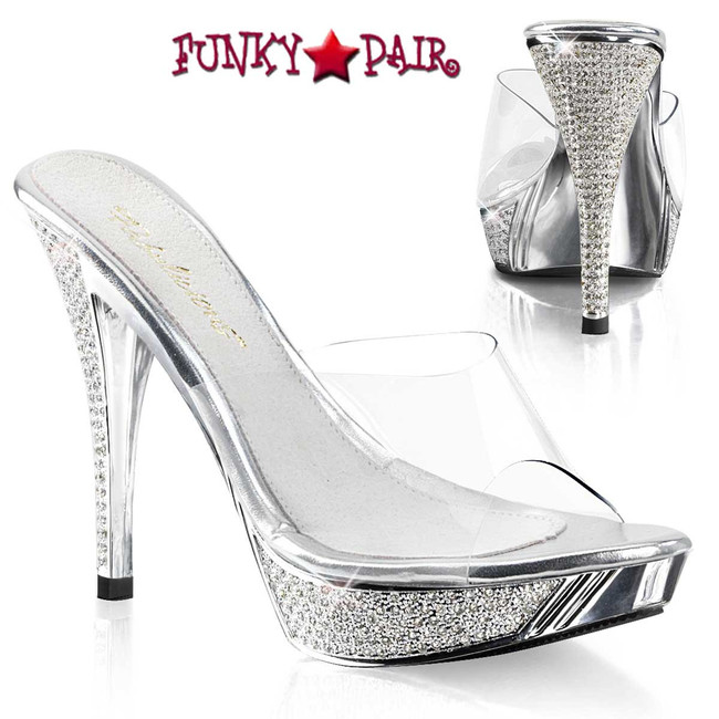 Fabulicious | Elegant-401, 4.5" strap with Rhinestones Platform