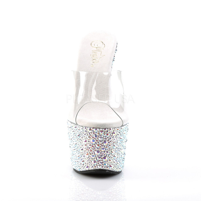 Bejeweled-701MS, Multi-Rhinestones Platform Slides front view