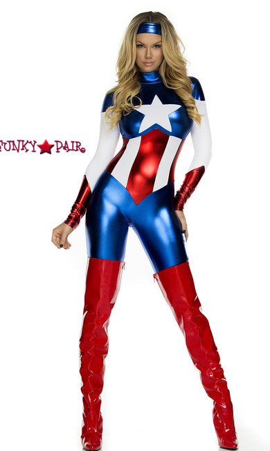 FP-554700, Astonishing Allegiance Sexy Hero Costume Full View