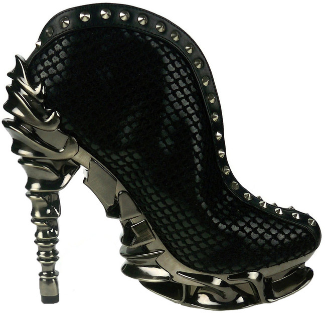 Hades | VESPER Reptile Print Ankle Boots with Studs Side View