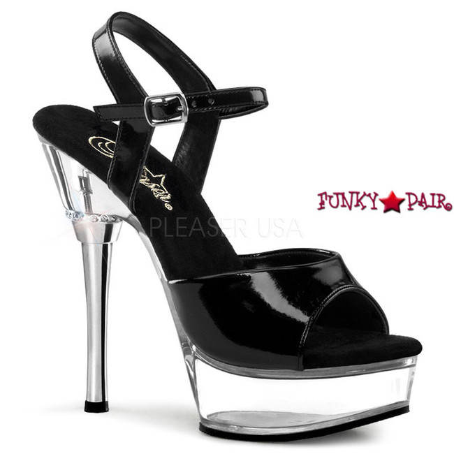 ALLURE-609, 5.5 Inch High Heel with 1.5 Inch Platform Ankle Strap Clear Shoes