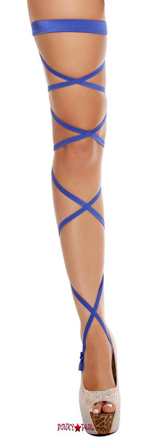 blue Solid Leg Strap with Attached Garter