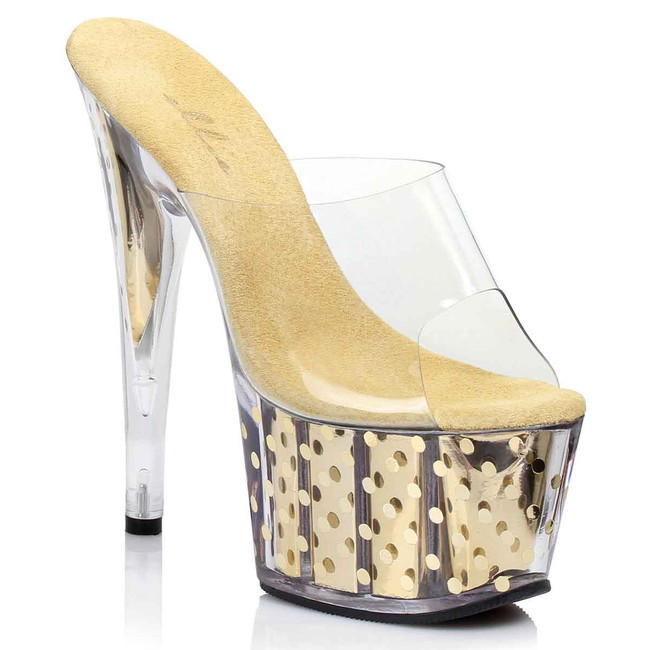 709-Brielle 7" Gold Polka Dot Mule