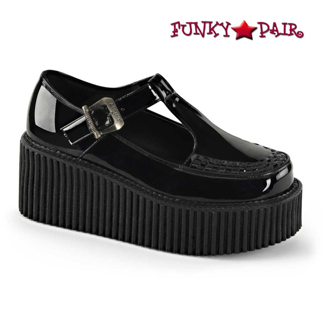 Demonia | Creeper-214, T-strap Platform Creeper