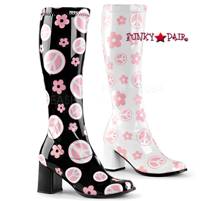 Pleaser | Gogo-300FL, Peace and Flower GoGo Boots