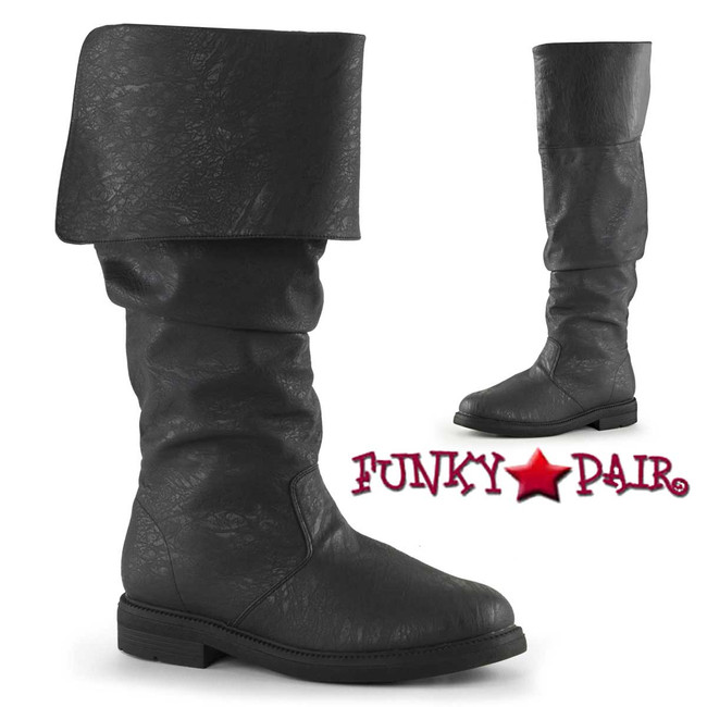 Black Men's Robinhood-100 Cosplay Knee High Boot| Funtasma