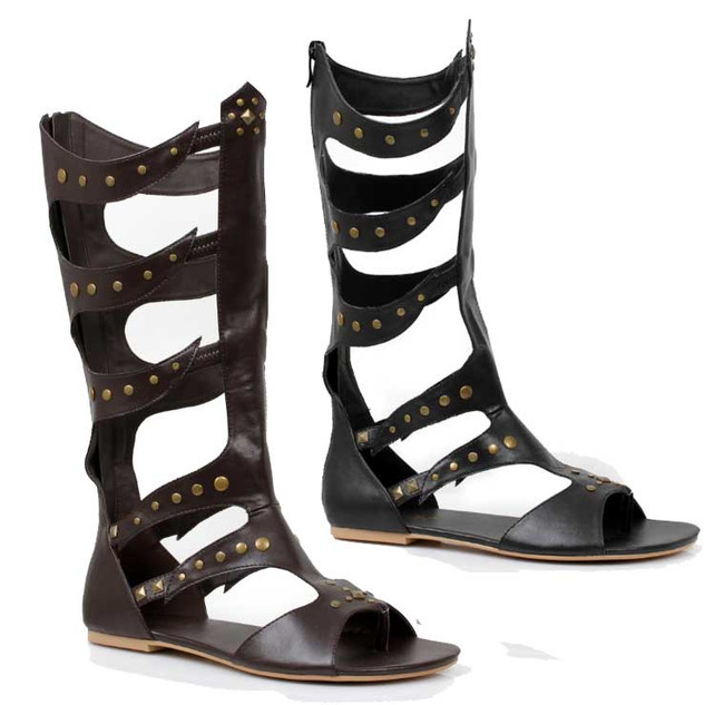 Men's Gladiator Knee High Flat Sandal | Costume Shoes 031-Warrior
