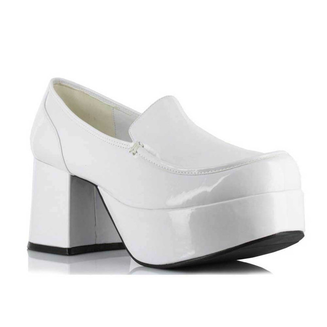 312-Daddio, Men's White 3 inch platform Disco shoes