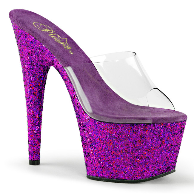 Adore-701LG, 7 Inch Exotic Dancer Purple Glitter Platform by Pleaser