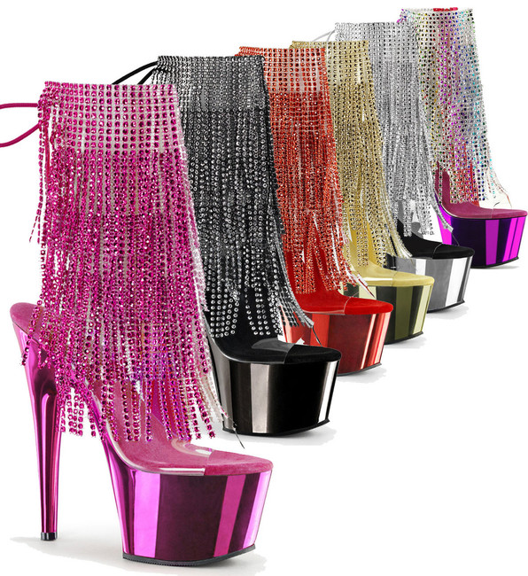 Adore-1017RSF, 7 Inch High Heel Open Toe with Colorful Fringe Boots