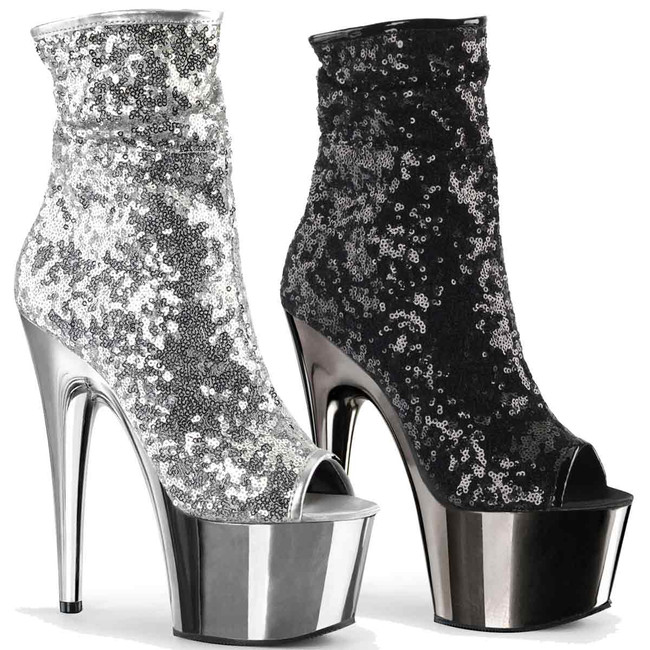 Adore-1008SQ, Sequin Ankle Boots By Pleaser USA