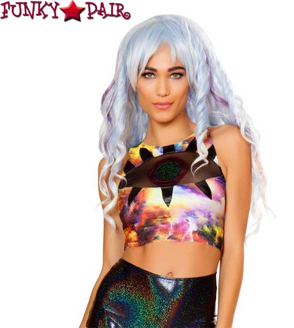 FF599, Rave Eyeball Crop Top color space mountain FF599, Rave Eyeball Crop Top color space mountain