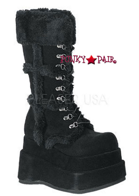 BEAR-202 Black Vegan Suede  Fury GoGo Rave Boots By Demonia