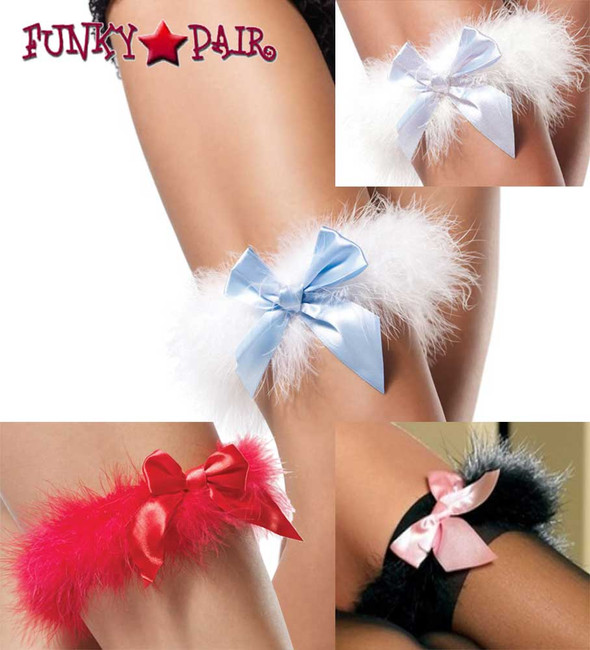 Leg Avenue | LA-2358, Marabou Garter color available: White, Red, Black/Pink, White/Light Blue