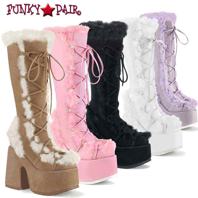 Demonia | Camel-311 Women's Furry Boots